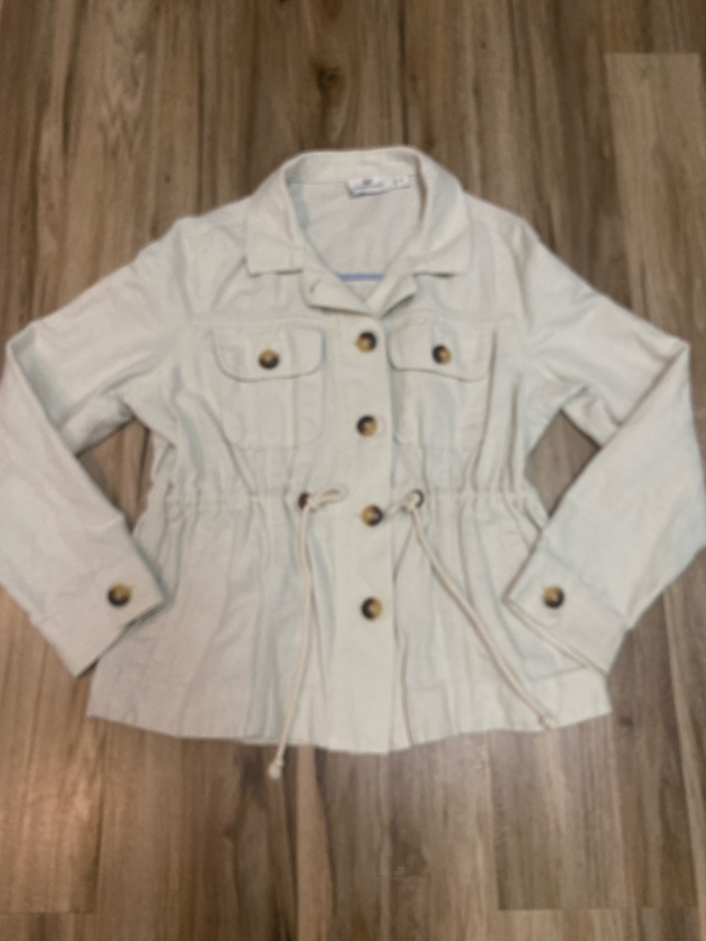 VINEYARD VINES LINEN DRAWSTRING UTILITY JACKET ZIP CREAM IVORY WOMENS SZ XSMALL - Picture 2 of 13